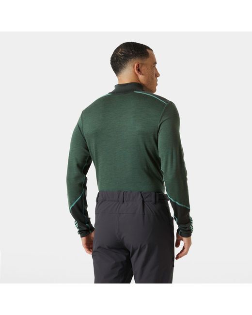 Helly Hansen Green Lifa Merino Midweight 1/2 Zip Base Layer for men