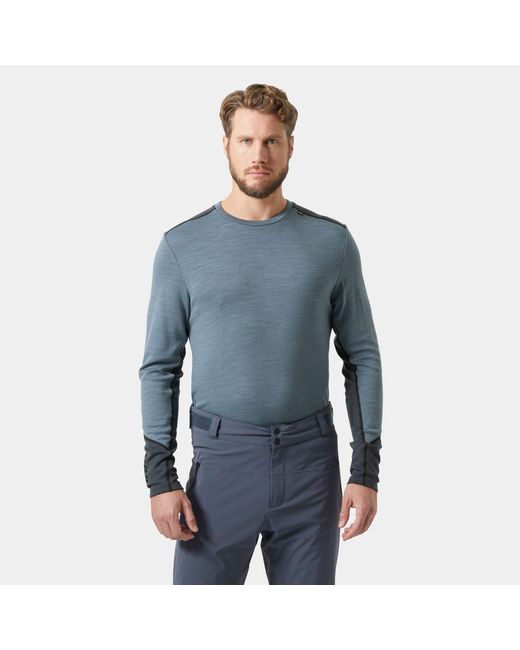Helly Hansen Blue Lifa Merino Midweight Crew Base Layer for men