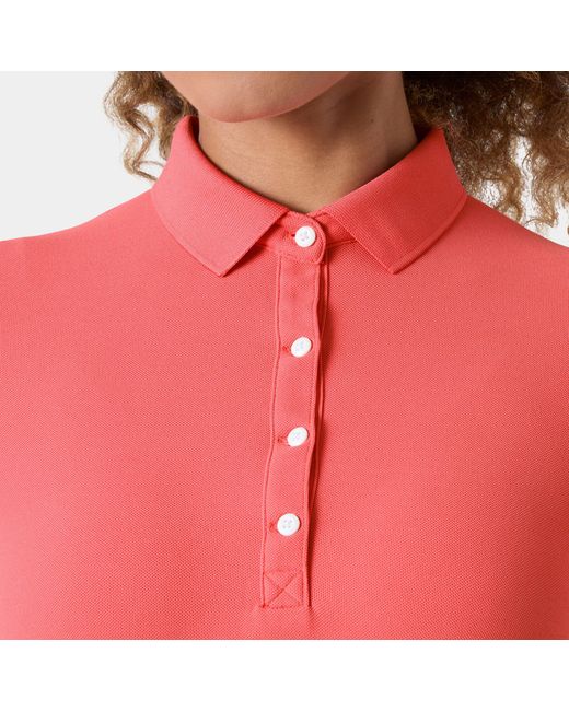 Helly Hansen Red Crewline Quick-Dry Stretch Polo Shirt