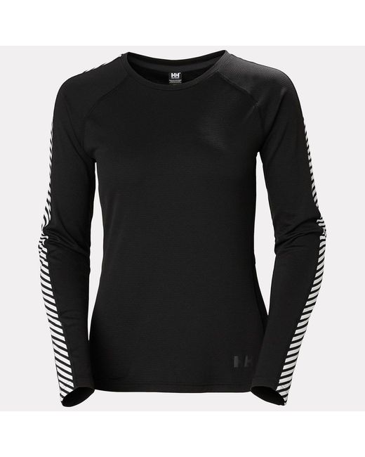 Helly Hansen Black Lifa Active Stripe Crew Baselayer Top