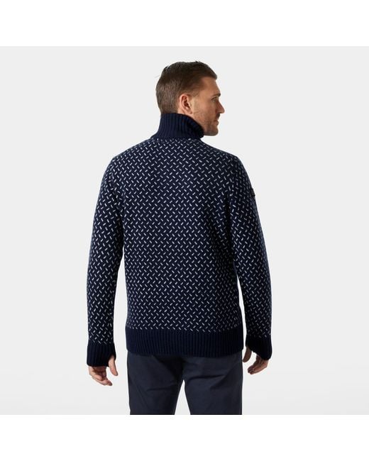 Helly Hansen Blue Men's Arctic Ocean Icelander Wool Knit Half-zip Sweater Mens for men