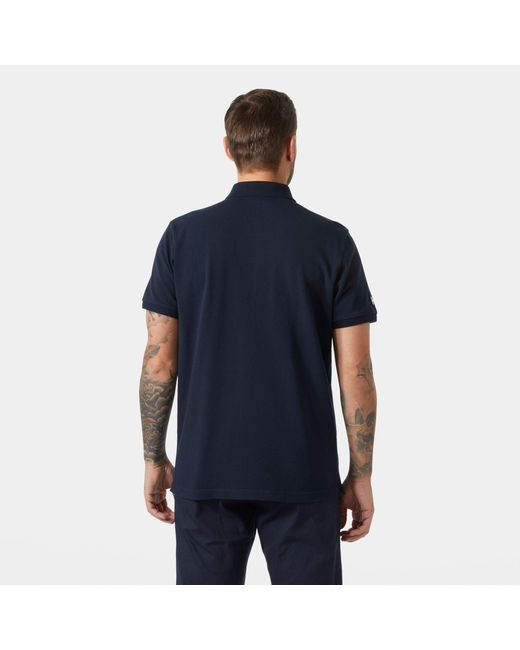Helly Hansen Blue Crew Cotton Pique Quick-Dry Polo Shirt for men
