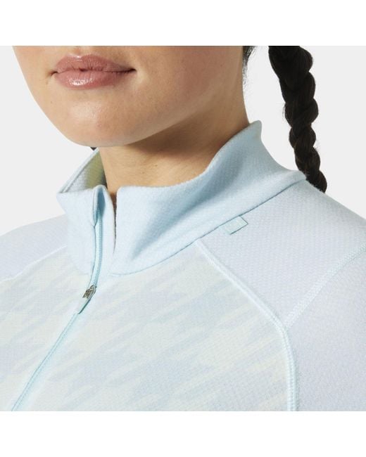 Helly Hansen Blue Lifa Merino Midweight Graphic 1/2 Zip Base Layer