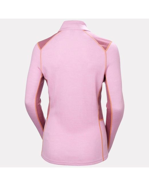 Helly Hansen Red Lifa Merino Midweight 1/2 Zip Base Layer