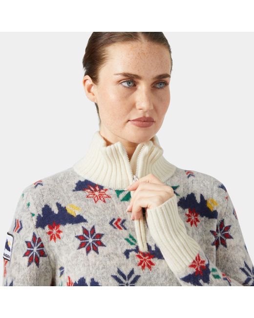 Arctic Ocean Iceland Wool Knit Felpa Bianco di Helly Hansen in Gray da Uomo
