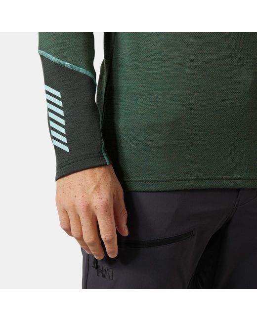 Helly Hansen Green Lifa Merino Midweight 1/2 Zip Base Layer for men