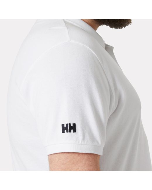 Helly Hansen White Crew Cotton Pique Quick-Dry Polo Shirt for men