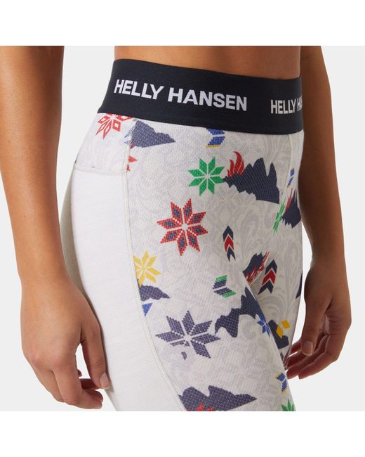 Helly Hansen Multicolor Lifa Merino Midweight Graphic Base Layer Pants White