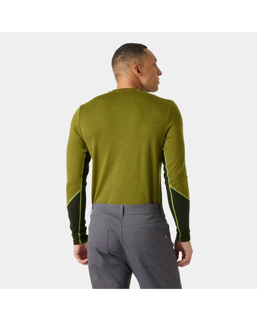 Lifa Merino Midweight Crew Base Layer Verde di Helly Hansen in Green da Uomo