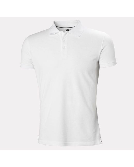 Helly Hansen White Crew Cotton Pique Quick-Dry Polo Shirt for men
