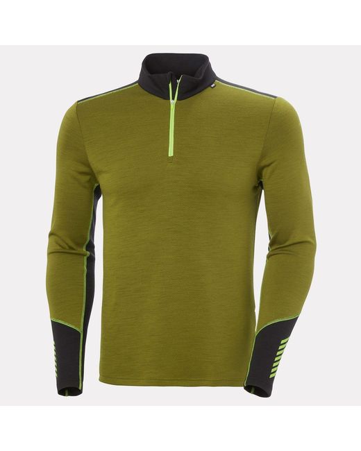 Helly Hansen Green Lifa Merino Midweight 1/2 Zip Base Layer for men
