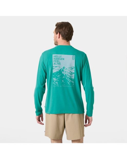 Helly Hansen Green Skog Graphic Long Sleeve Tee for men
