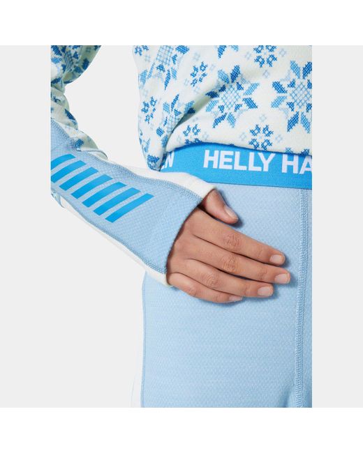 Juniors' Graphic Lifa Merino Base Layer Set Blu di Helly Hansen in Blue