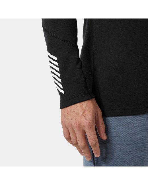 Helly Hansen Black Lifa Merino Midweight Logo for men