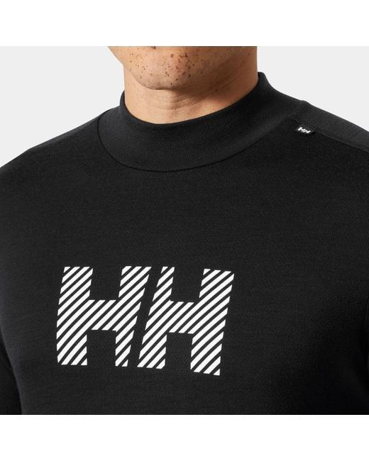Helly Hansen Black Lifa Merino Midweight Logo for men