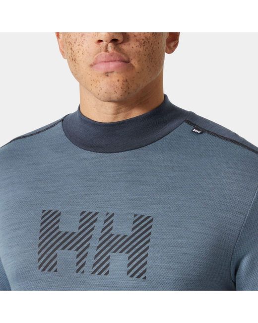 Helly Hansen Blue Lifa Merino Midweight Logo for men