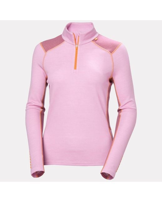 Helly Hansen Red Lifa Merino Midweight 1/2 Zip Base Layer