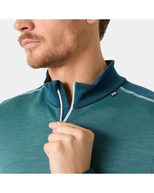 Helly Hansen Green Lifa Merino Midweight 1/2 Zip Base Layer for men