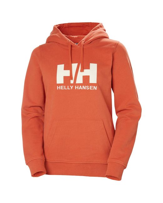 Helly Hansen Orange Hh Logo Cotton French Terry Hoodie Red