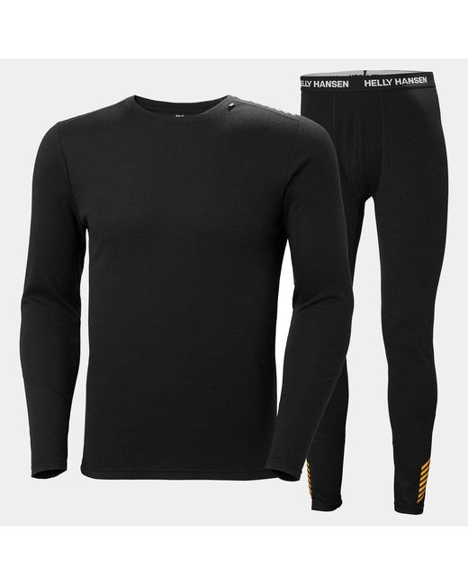 Helly Hansen Black Hh Merino Midweight Base Layer Set for men