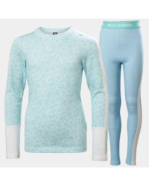 Helly Hansen Blue Junior's Hh Graphic Lifa Merino Midweight Base Layer Set