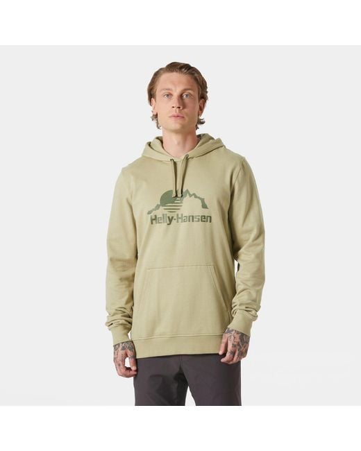 Helly Hansen Green Nord Graphic Pull Over Hoodie for men
