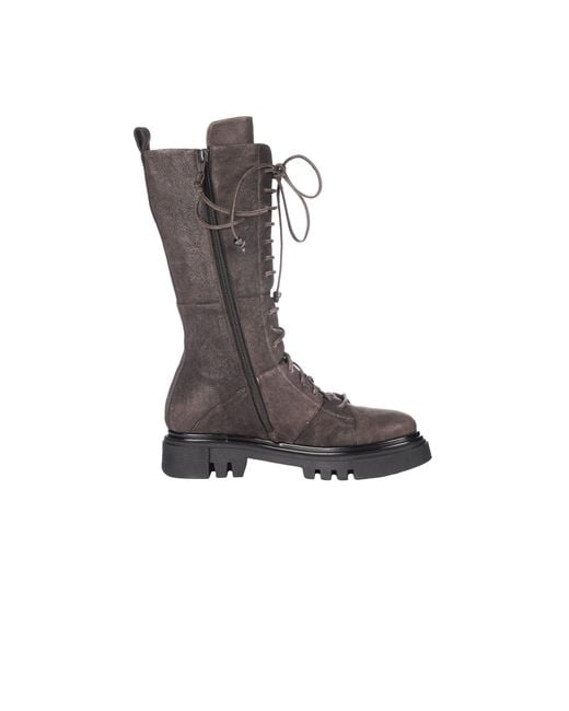 HENRY BEGUELIN ARCHIVE Black Lace-Up Boot Grattato Dark