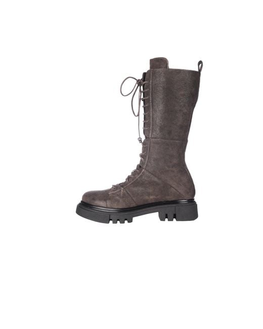HENRY BEGUELIN ARCHIVE Black Lace-Up Boot Grattato Dark