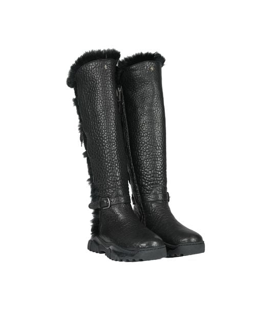 HENRY BEGUELIN ARCHIVE Women's Black Leather Shearling Knee Boot