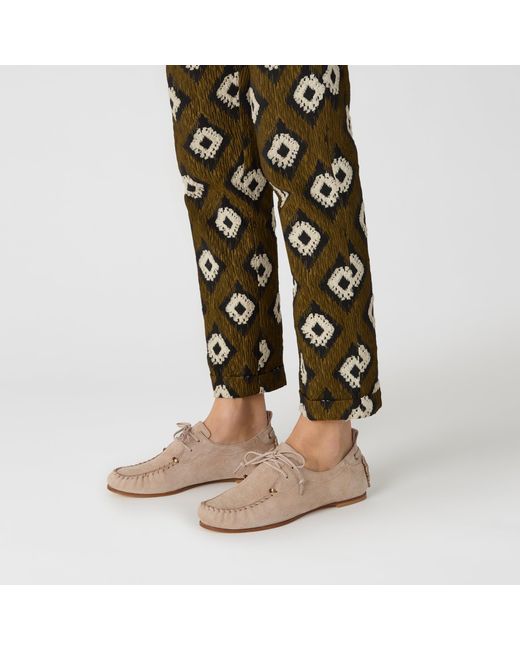 Henry Beguelin Natural Lace-Up Moccasin Nabuck Resinato