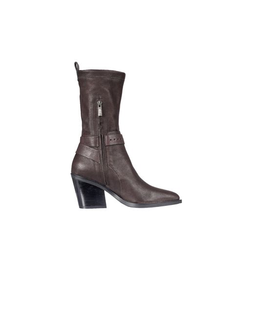 HENRY BEGUELIN ARCHIVE Brown Bootie Stretch Nappa Coffee