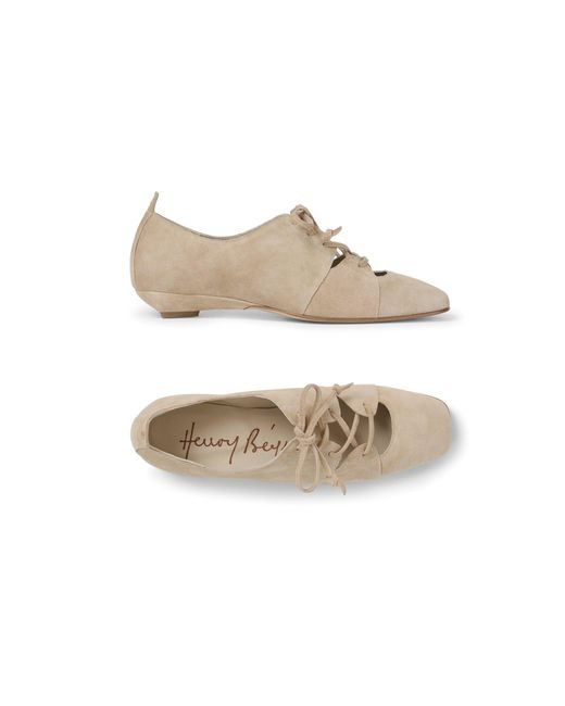 Henry Beguelin Natural Lace-Up Low Heel Camoscio Vintage