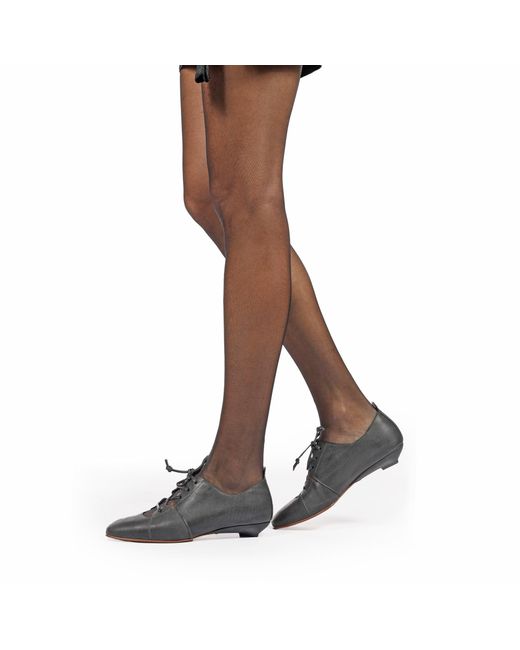 Henry Beguelin Black Lace-Up Low Heel Sbiancato