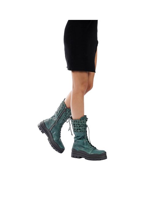 HENRY BEGUELIN ARCHIVE Green Combat Boot Intreccio Cesta