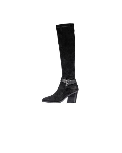 HENRY BEGUELIN ARCHIVE Black Knee Boot Stretch Chamois