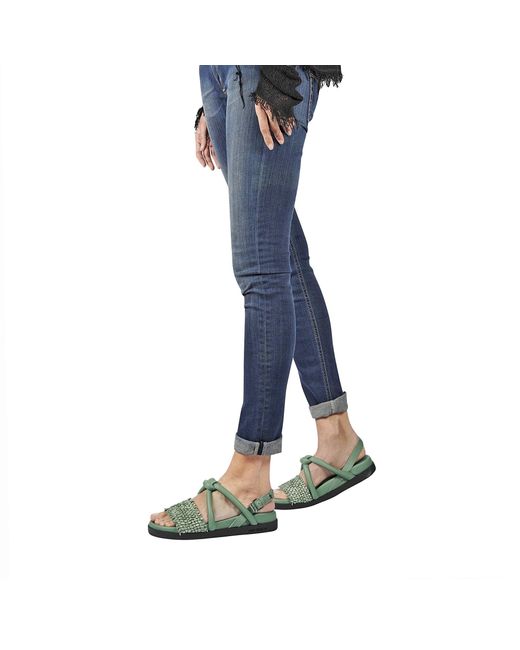 HENRY BEGUELIN ARCHIVE Green Sandal Intreccio Nodo Madreperla