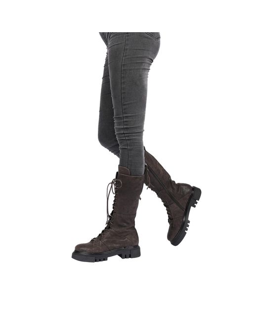HENRY BEGUELIN ARCHIVE Black Lace-Up Boot Grattato Dark