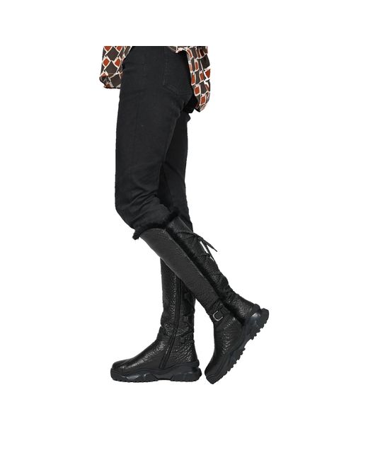 HENRY BEGUELIN ARCHIVE Black Leather Shearling Knee Boot