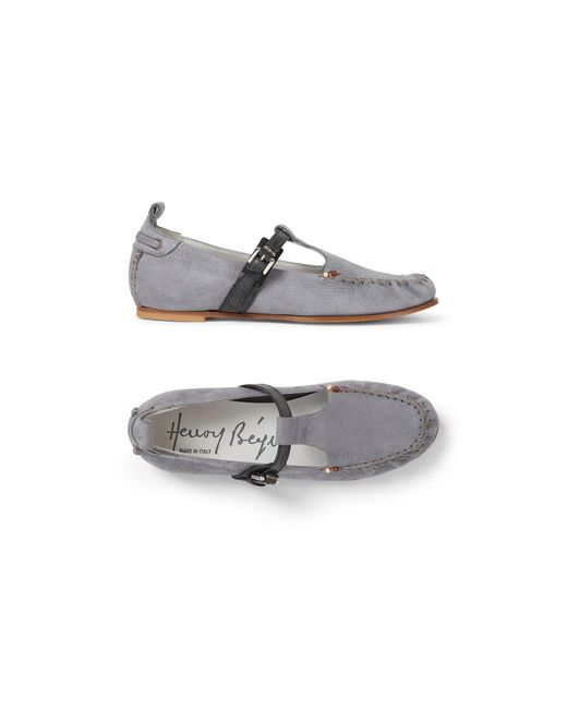 Henry Beguelin Metallic Cut-Out Mocassin Nabuck Resinato