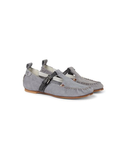 Henry Beguelin Metallic Cut-Out Mocassin Nabuck Resinato