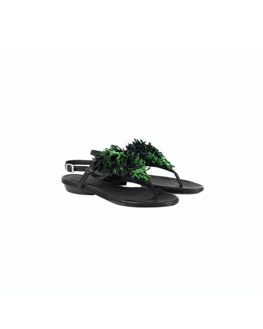 HENRY BEGUELIN ARCHIVE Green Thong Sandal Flowers Ranch