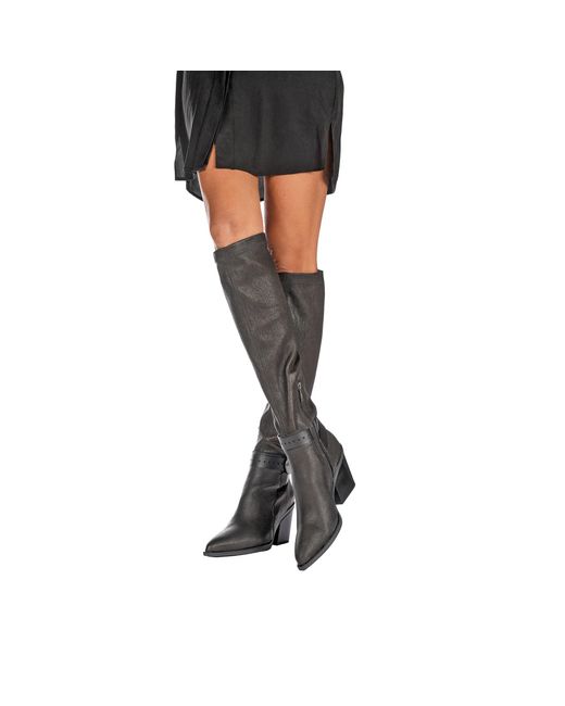HENRY BEGUELIN ARCHIVE Black Knee Boot Stretch Nappa