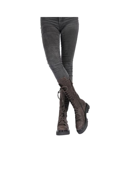 HENRY BEGUELIN ARCHIVE Black Lace-Up Boot Grattato Dark