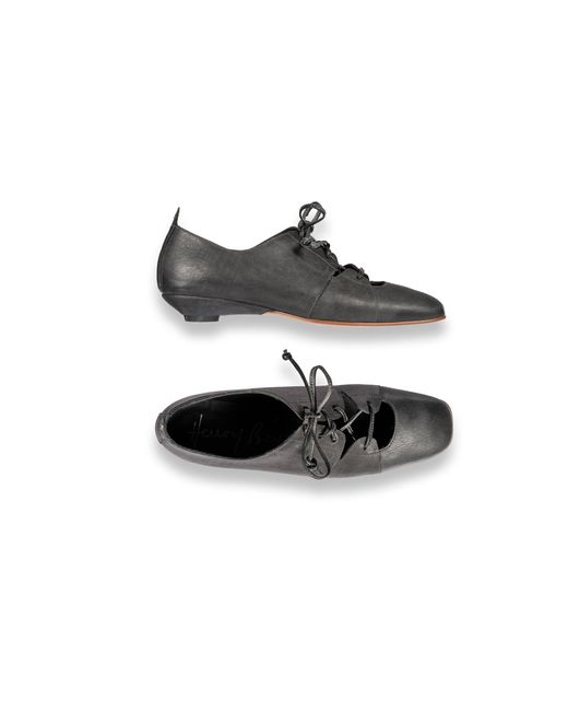 Henry Beguelin Black Lace-Up Low Heel Sbiancato
