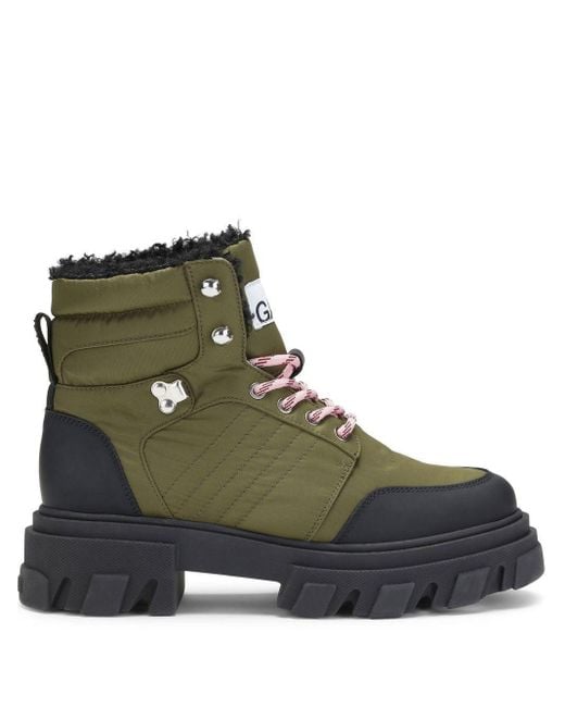 ganni cleated lace up hiking boot