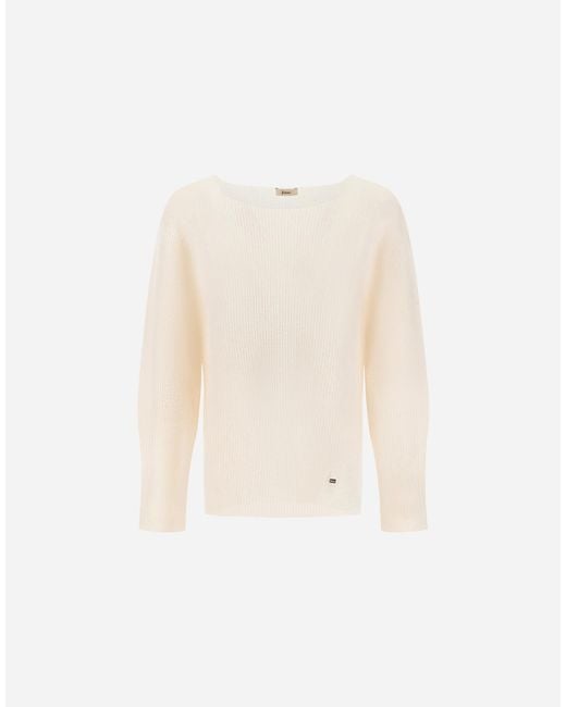 Herno White Alpaca And Wool Stocking-Stitch Jumper