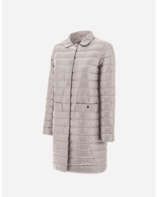 Herno Gray Coat In Nylon Ultralight