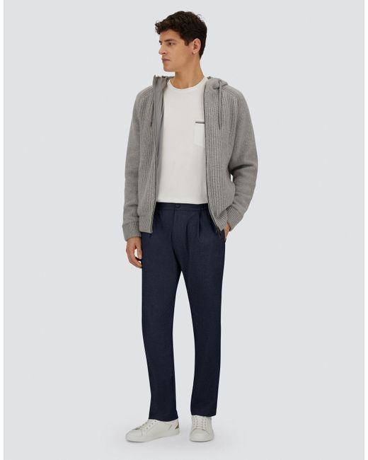 Herno Blue Melange Suede Effect Trousers for men