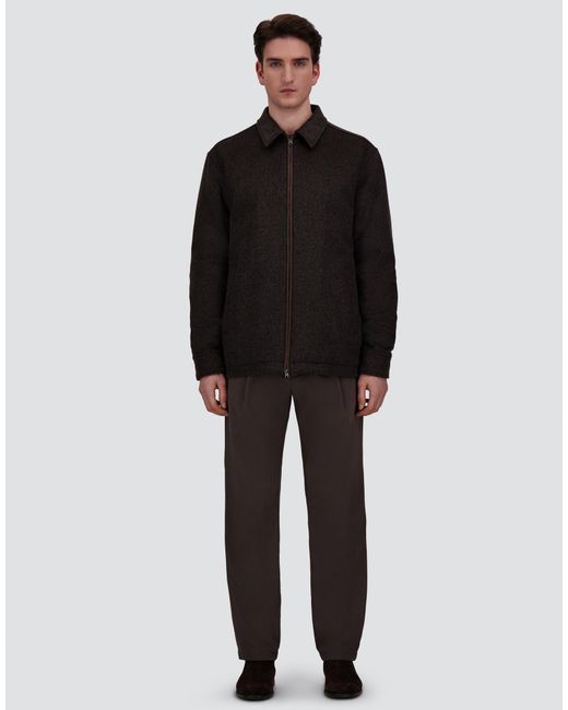 Herno Black Cashmere Cloth, Mohair And Suede-Effect Shacket for men