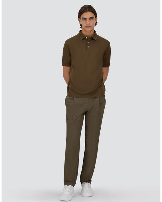 Herno Brown Jersey Knit Effect Polo Shirt for men